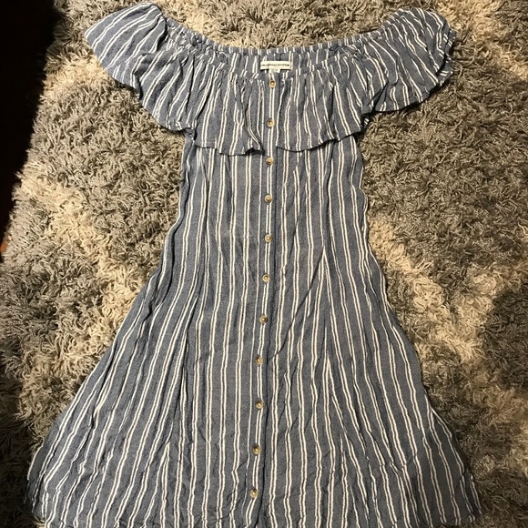 Off-the-Shoulder Blue Mini Dress - Picture 1 of 1